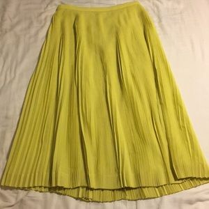 J. CREW NEON YELLOW PLEATED SKIRT